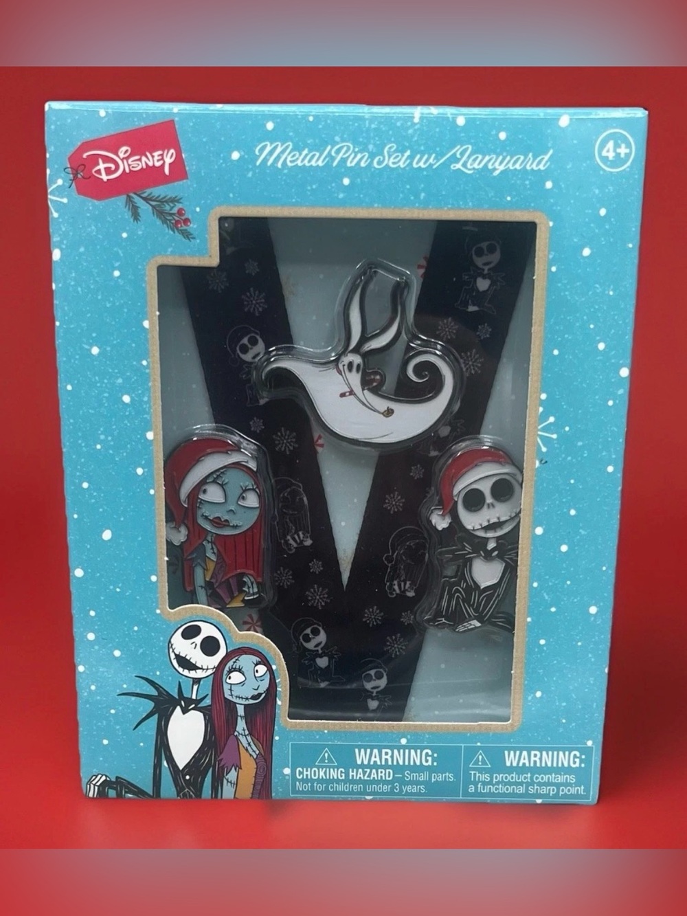 DISNEY The Nightmare Before Christmas 3 Pin Set ~Jack Sally Zero with Lanyard